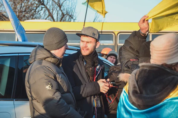 Ucrania Kiev Diciembre 2013 Euromaidan Automaidan Manifestación Cerca Casa Del — Foto de Stock