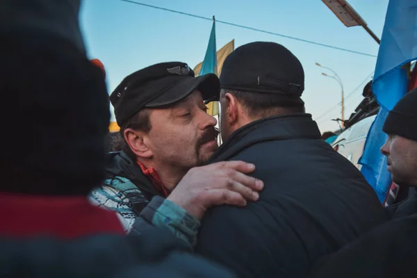 Ucrania Kiev Diciembre 2013 Euromaidan Automaidan Manifestación Cerca Casa Del — Foto de Stock