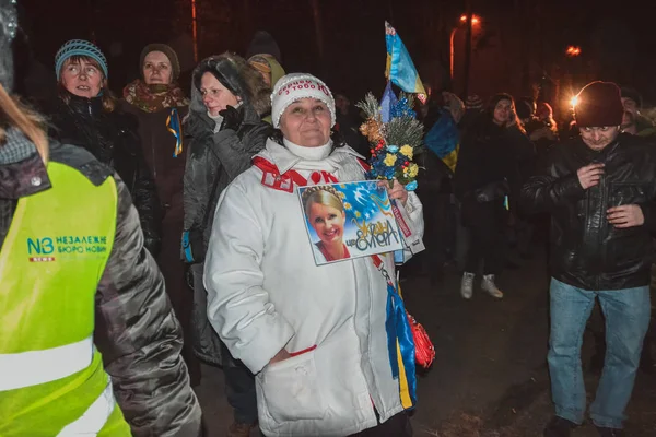 Ucrania Kiev Diciembre 2013 Euromaidan Automaidan Manifestación Cerca Casa Del — Foto de Stock