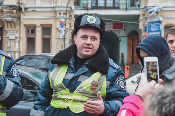 乌克兰 2014年1月3日 警察反对人 欧罗迈丹 汽车革命 — 图库照片