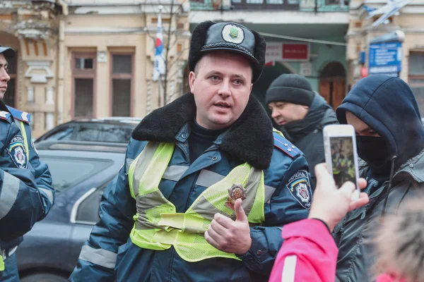 Ukraine Kiev January 2014 Police People Euromaidan Automaidan Revolution — Stock Photo, Image