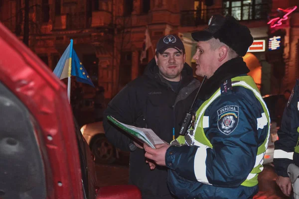 Ucraina Kiev Gennaio 2014 Polizia Contro Gente Euromaidan Rivoluzione Automaidan — Foto Stock