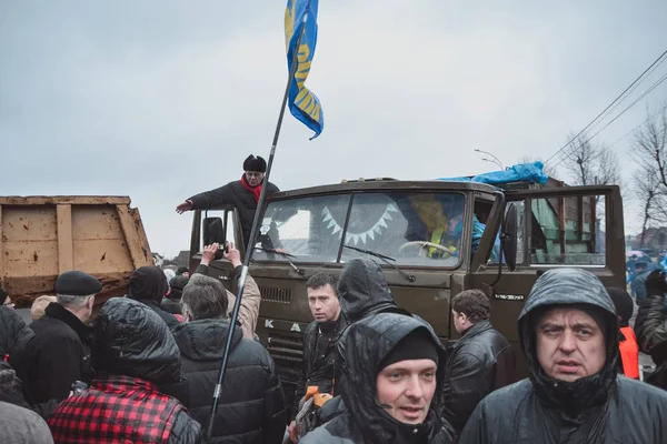 Украина Киев Января 2014 Демонстрация Дома Президента Украины Виктора Януковича — стоковое фото
