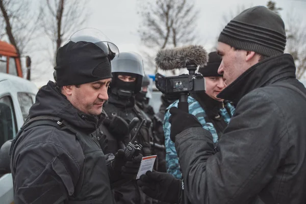 Ukraina Kiev Januar 2014 Demonstrasjon Nær Huset Til Ukrainas President – stockfoto