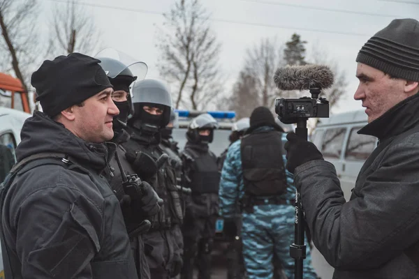 Ucrania Kiev Enero 2014 Manifestación Cerca Casa Del Presidente Ucrania — Foto de Stock