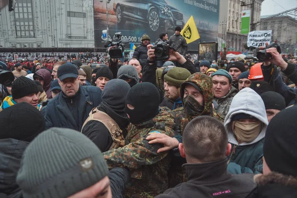 Ukrajna Kiev 2014 Január Demonstrációs Antimaidan Ellen Euromaidan Bessarabka Kijevben — Stock Fotó