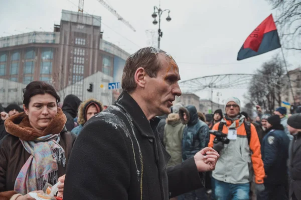 Ucrania Kiev Enero 2014 Manifestación Antimaidan Contra Euromaidán Besarabka Kiev — Foto de Stock