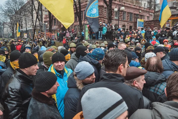 Ukrajna Kiev 2014 Január Demonstrációs Antimaidan Ellen Euromaidan Bessarabka Kijevben — Stock Fotó