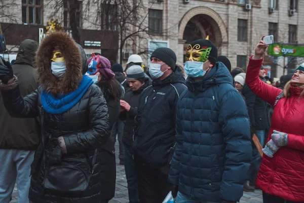 Украина Киев Января 2014 Столкновение Время Протестов Против Президента Януковича — стоковое фото