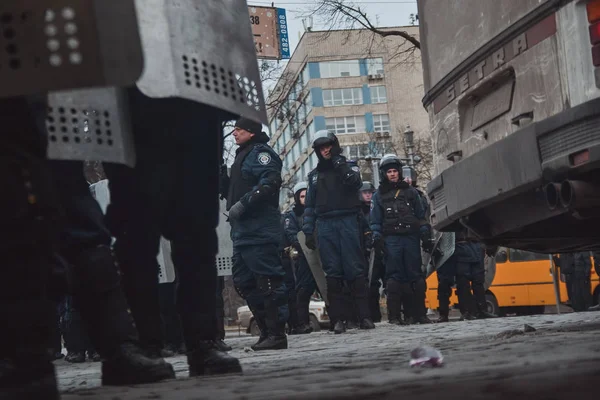 Ucrânia Kiev Janeiro 2014 Confronto Durante Protestos Contra Presidente Yanukovych — Fotografia de Stock