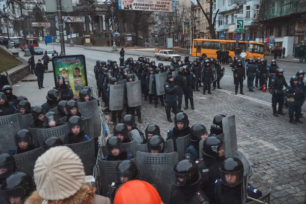 Україна Київ Січня 2014 Року Зіткнення Під Час Протестів Проти — стокове фото