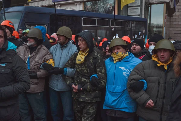 Ucraina Kiev Ianuarie 2014 Ciocnire Timpul Protestelor Împotriva Președintelui Ianukovici — Fotografie, imagine de stoc