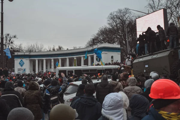 Ukrayna Kiev Ocak 2014 Kiev Sokak Grushevskogo Tarihinde Cumhurbaşkanı Yanukoviç — Stok fotoğraf