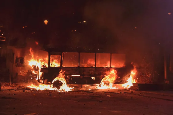 Ukraina Kijów Styczeń 2014 Zderzenie Podczas Protestów Przeciwko Prezydenta Janukowycza — Zdjęcie stockowe