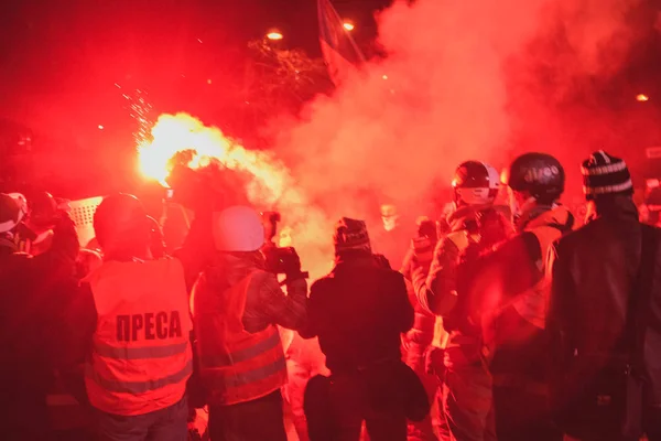 Ucrania Kiev Enero 2014 Choque Durante Las Protestas Contra Presidente — Foto de Stock