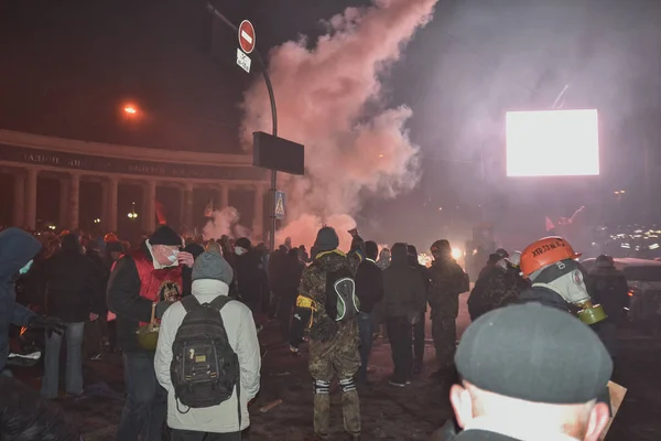 Ucrania Kiev Enero 2014 Choque Durante Las Protestas Contra Presidente — Foto de Stock