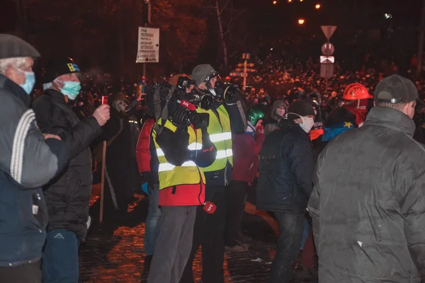 Ucrania Kiev Enero 2014 Choque Durante Las Protestas Contra Presidente — Foto de Stock