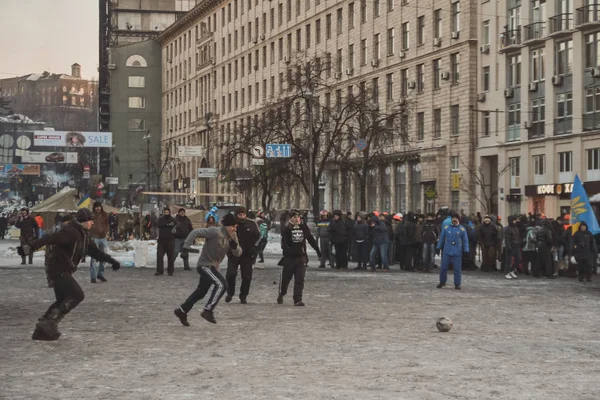 Ukraina Kijów Styczeń 2014 Starcie Podczas Protestów Przeciwko Prezydenta Janukowycza — Zdjęcie stockowe