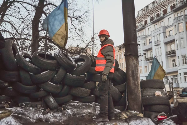 Ukraina Kijów Styczeń 2014 Starcie Podczas Protestów Przeciwko Prezydenta Janukowycza — Zdjęcie stockowe