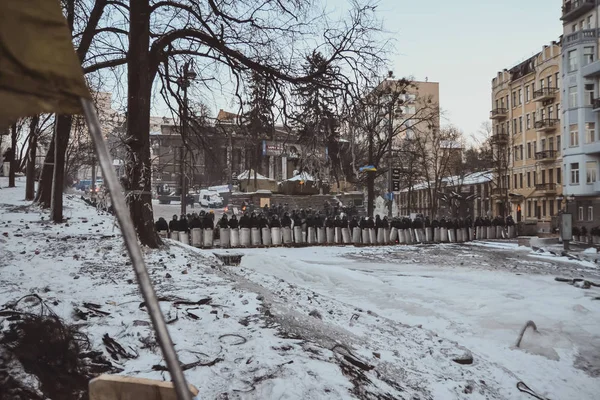 Украина Киев Января 2014 После Столкновений Время Протестов Против Президента — стоковое фото