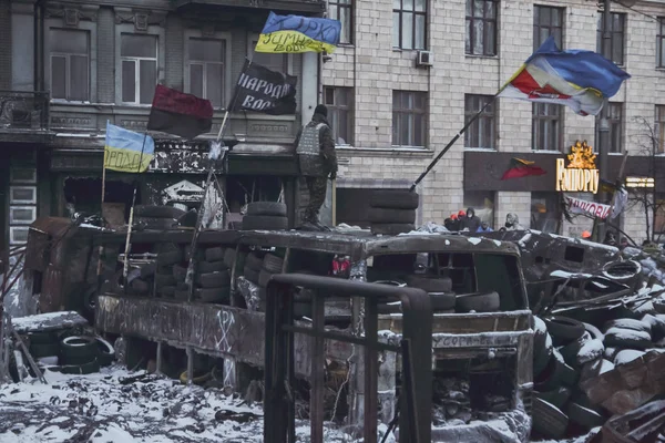 Украина Киев Января 2014 После Столкновений Время Протестов Против Президента — стоковое фото
