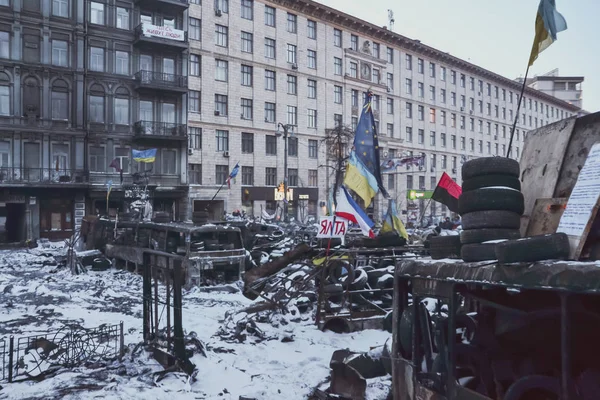 Украина Киев Января 2014 После Столкновений Время Протестов Против Президента — стоковое фото