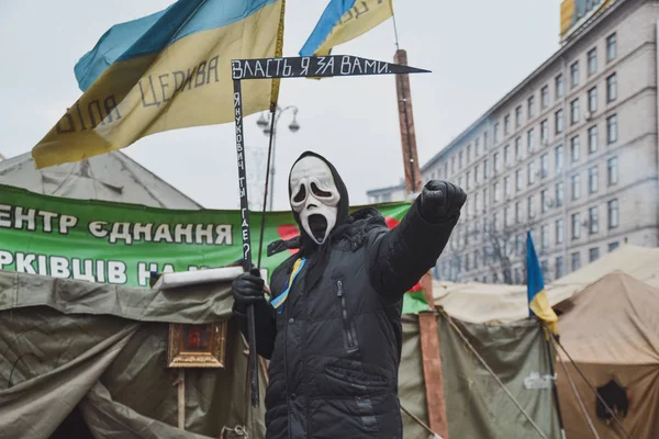 Ukraina Kiev Februari 2014 Liv Tält Euromajdan Kiev Ukraina — Stockfoto