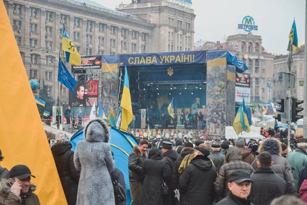 Ukraina Kiev Februari 2014 Liv Tält Euromajdan Kiev Ukraina — Stockfoto