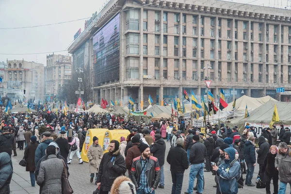 Ucrânia Kiev Fevereiro 2014 Vida Tendas Euromaidan Kiev Ucrânia — Fotografia de Stock