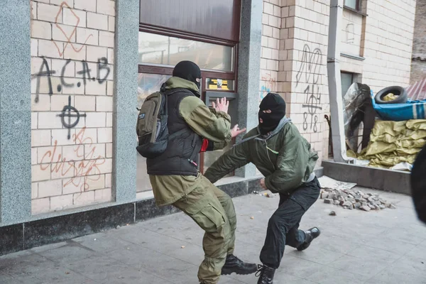 Ukraina Kiev Februari 2014 Liv Tält Euromajdan Kiev Ukraina — Stockfoto