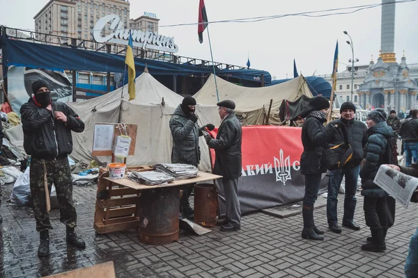 Ukrajna Kiev 2014 Február Élet Sátrak Euromaidan Kijev Ukrajna — Stock Fotó