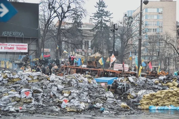 Ukraine Kiev Février 2014 Vie Sous Les Tentes Sur Euromaïdan — Photo