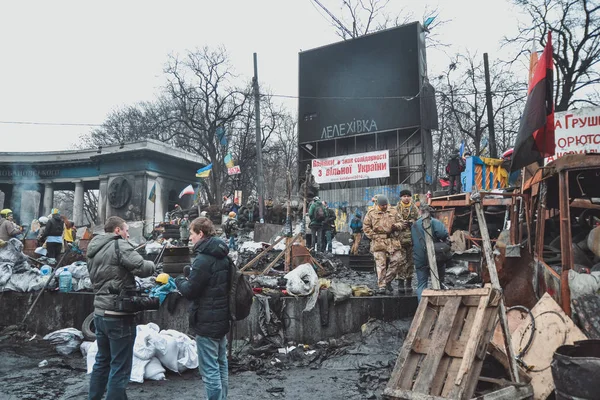 Ukraine Kiev Février 2014 Vie Sous Les Tentes Sur Euromaïdan — Photo