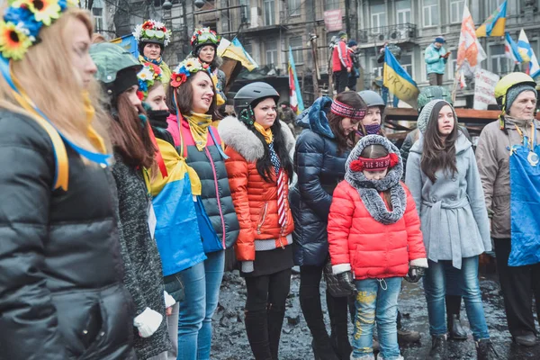 Ucrânia Kiev Fevereiro 2014 Vida Tendas Euromaidan Kiev Ucrânia — Fotografia de Stock