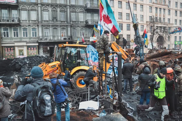 Ukraine Kiev Février 2014 Vie Sous Les Tentes Sur Euromaïdan — Photo