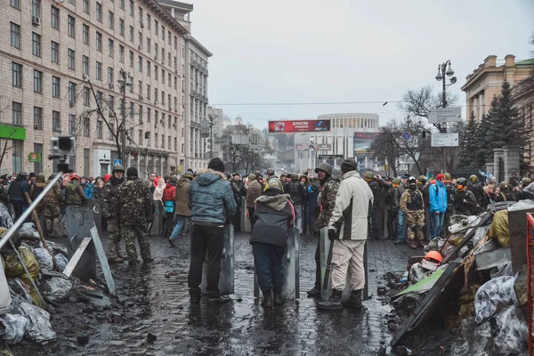 Ukraina Kiev Februari 2014 Liv Tält Euromajdan Kiev Ukraina — Stockfoto