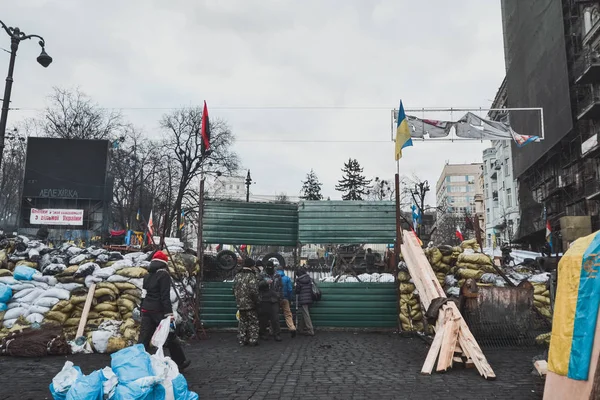 Україна Київ Лютого 2014 Року Беркут Вистрілив Людей Вулиця Інститутська — стокове фото