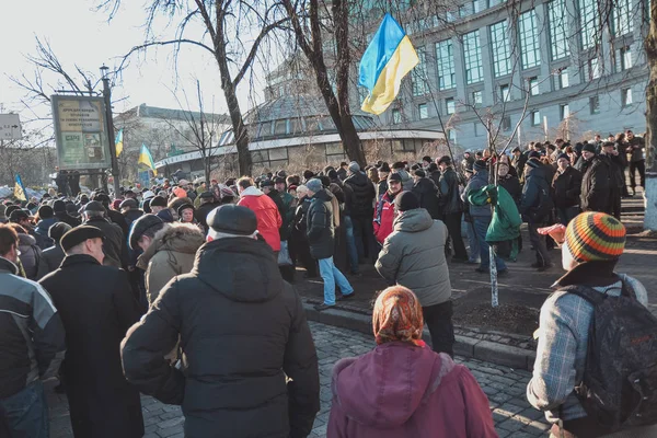 Ukraina Kijów Lutego 2014 Berkut Zdjęcia Osób Institutskaya Street Podczas — Zdjęcie stockowe