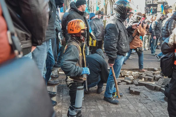 Oekraïne Kiev Februari 2014 Berkut Mensen Geschoten Institutskaya Street Tijdens — Stockfoto