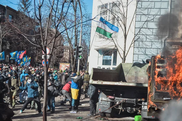 Ukraine Kiev Février 2014 Berkut Tiré Sur Des Gens Dans — Photo