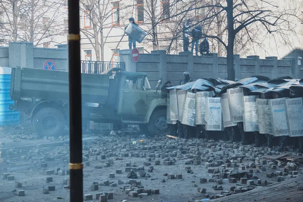 Ucraina Kiev Febbraio 2014 Berkut Sparato Alla Gente Institutskaya Street — Foto Stock