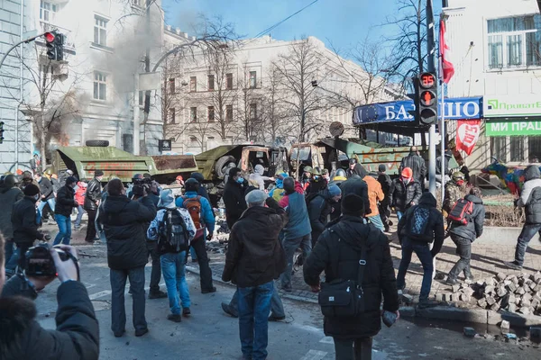 Ucraina Kiev Febbraio 2014 Berkut Sparato Alla Gente Institutskaya Street — Foto Stock