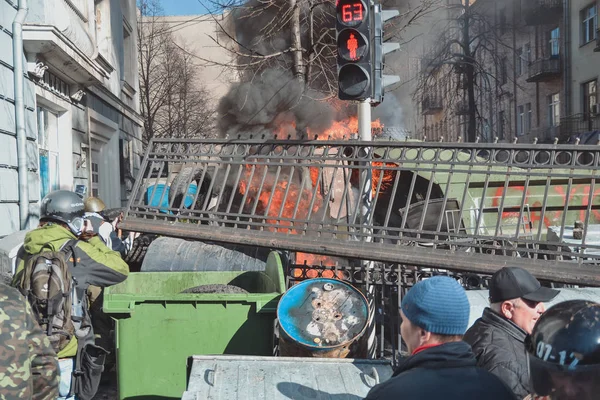 Ukraine Kiev Février 2014 Berkut Tiré Sur Des Gens Dans — Photo