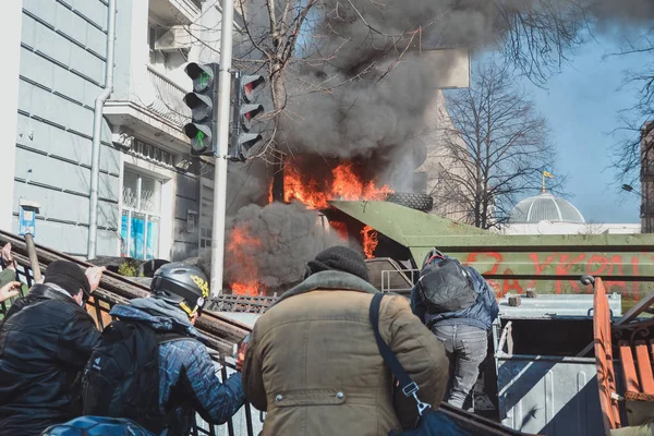 Ukraine Kiev Février 2014 Berkut Tiré Sur Des Gens Dans — Photo