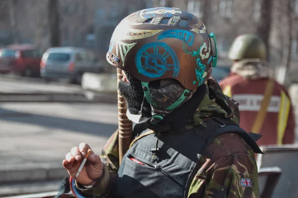 Ucrânia Kiev Fevereiro 2014 Berkut Matou Pessoas Rua Institutskaya Durante — Fotografia de Stock