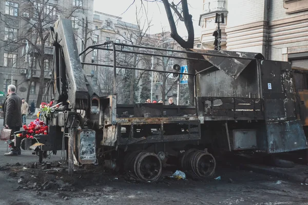 Ukraine Kiev Février 2014 Berkut Tiré Sur Des Gens Dans — Photo