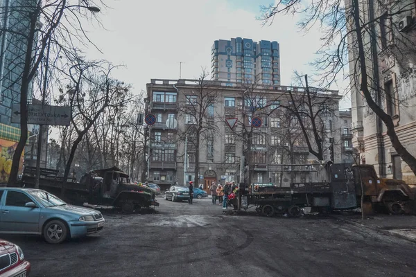 Ukraine Kiev Février 2014 Berkut Tiré Sur Des Gens Dans — Photo