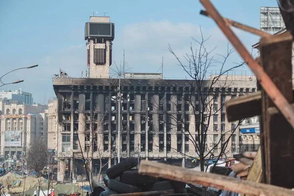 Ukraine Kiev Février 2014 Berkut Tiré Sur Des Gens Dans — Photo