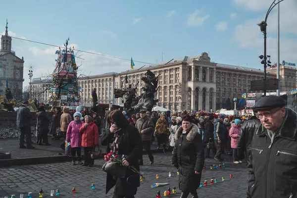 Ucrânia Kiev Fevereiro 2014 Berkut Matou Pessoas Rua Institutskaya Durante — Fotografia de Stock