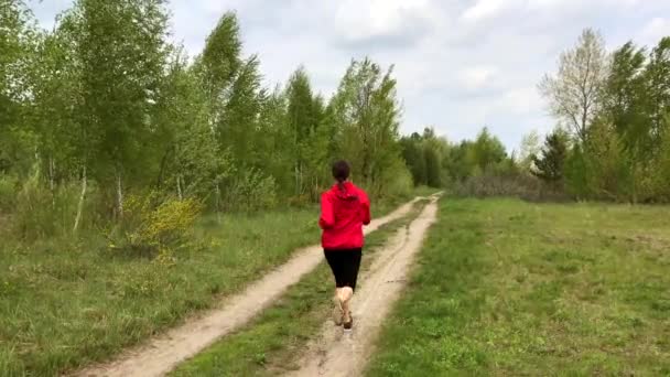 Woman Runner Trail Running Amazing Nature Path Fitness Sport Healthy — ストック動画